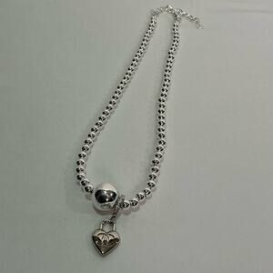Chanel Silver Heart Pendant Necklace